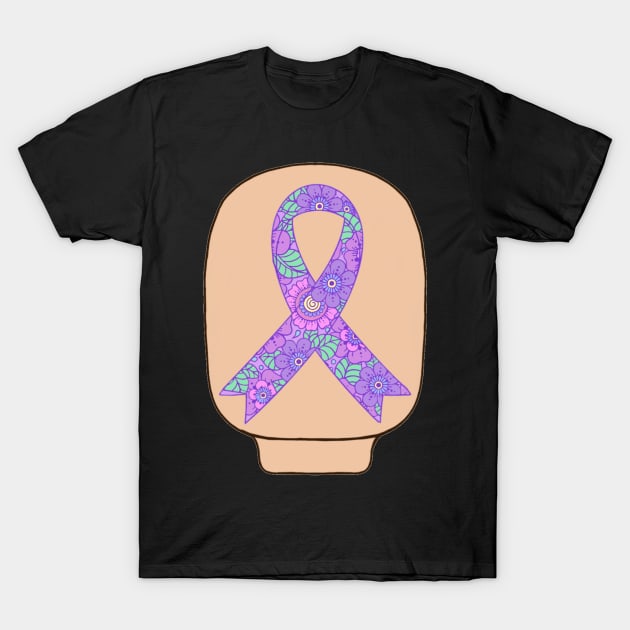 Ostomy bag with Awareness Ribbon T-Shirt by CaitlynConnor